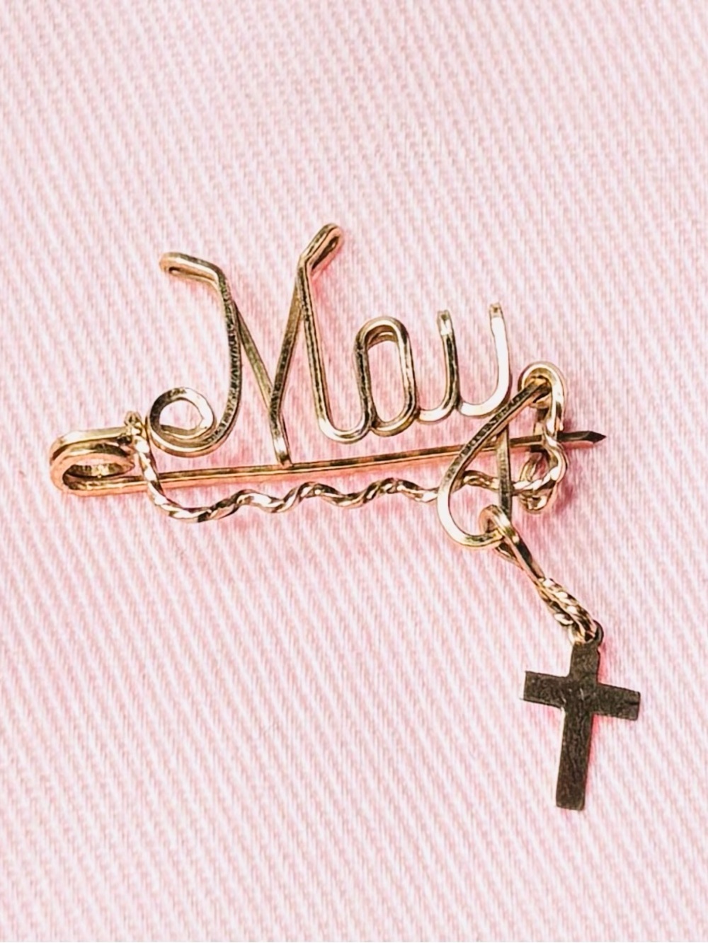 Vintage May Gold Filled Brooch Handmade Wire Name Pin
